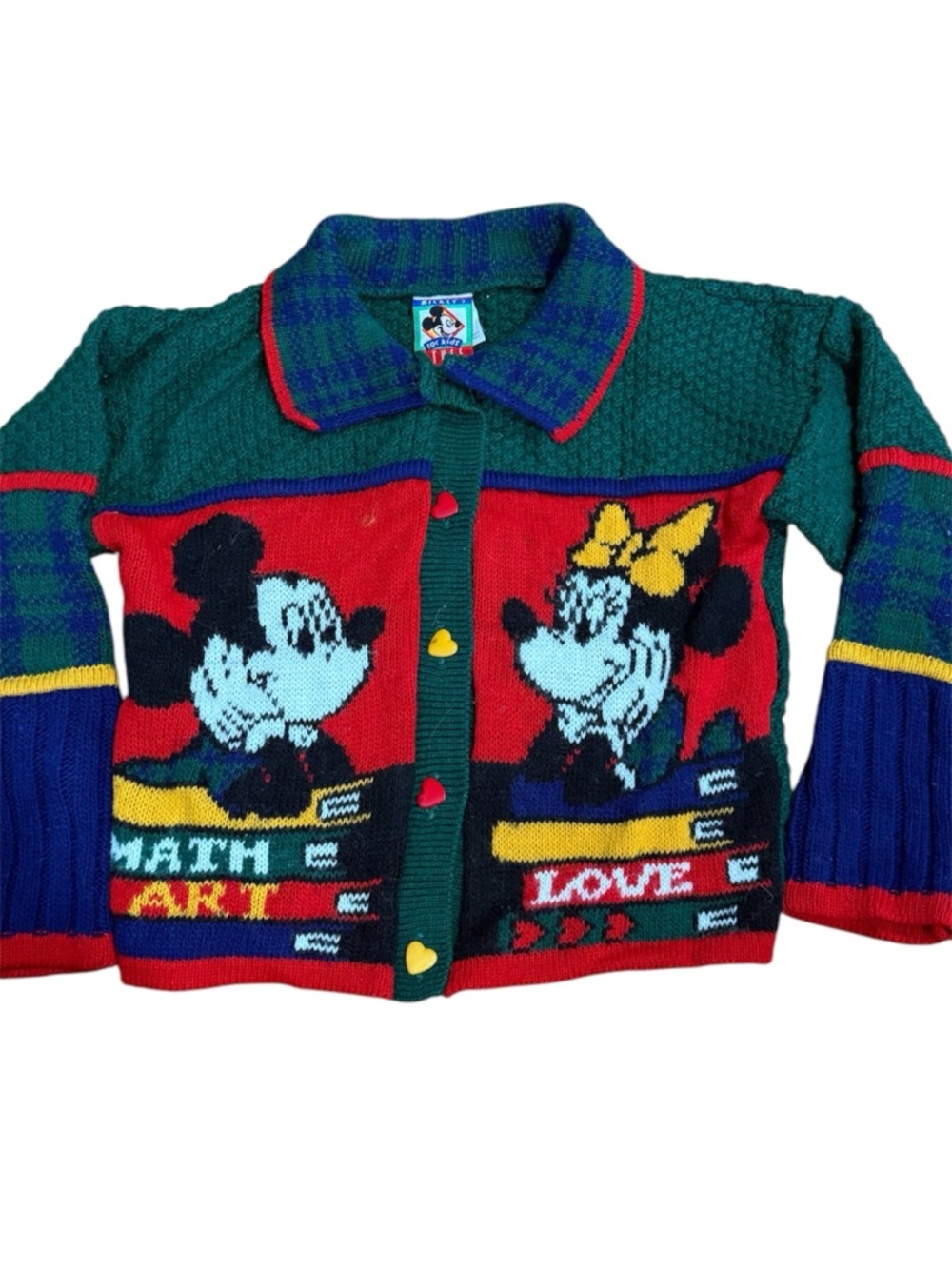 Vintage Mickey’s Stuff for Kids Knit Sweater 6X Disney Green Textured 90s